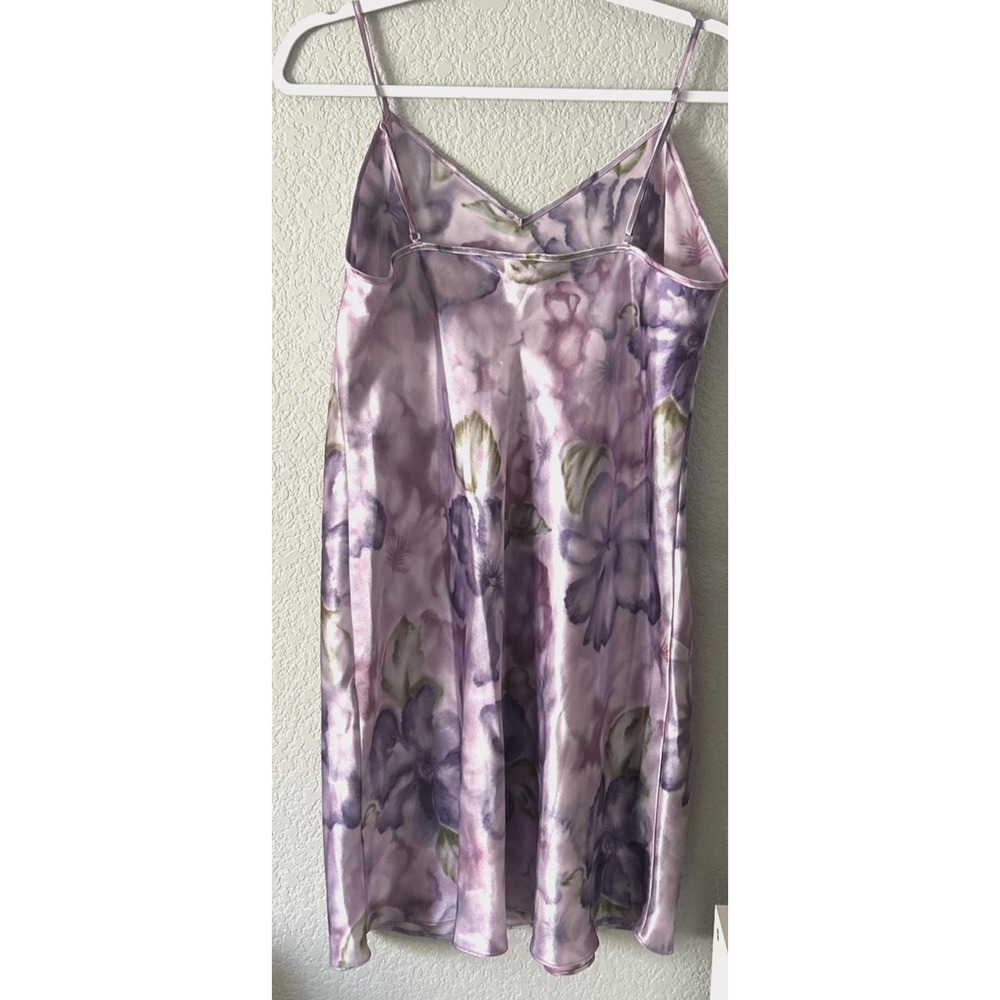 Y2k Slip Dress M Purple Floral Satin Chemise Fairy Whimsigoth Fairygoth Vtg 90's - Picture 5 of 7
